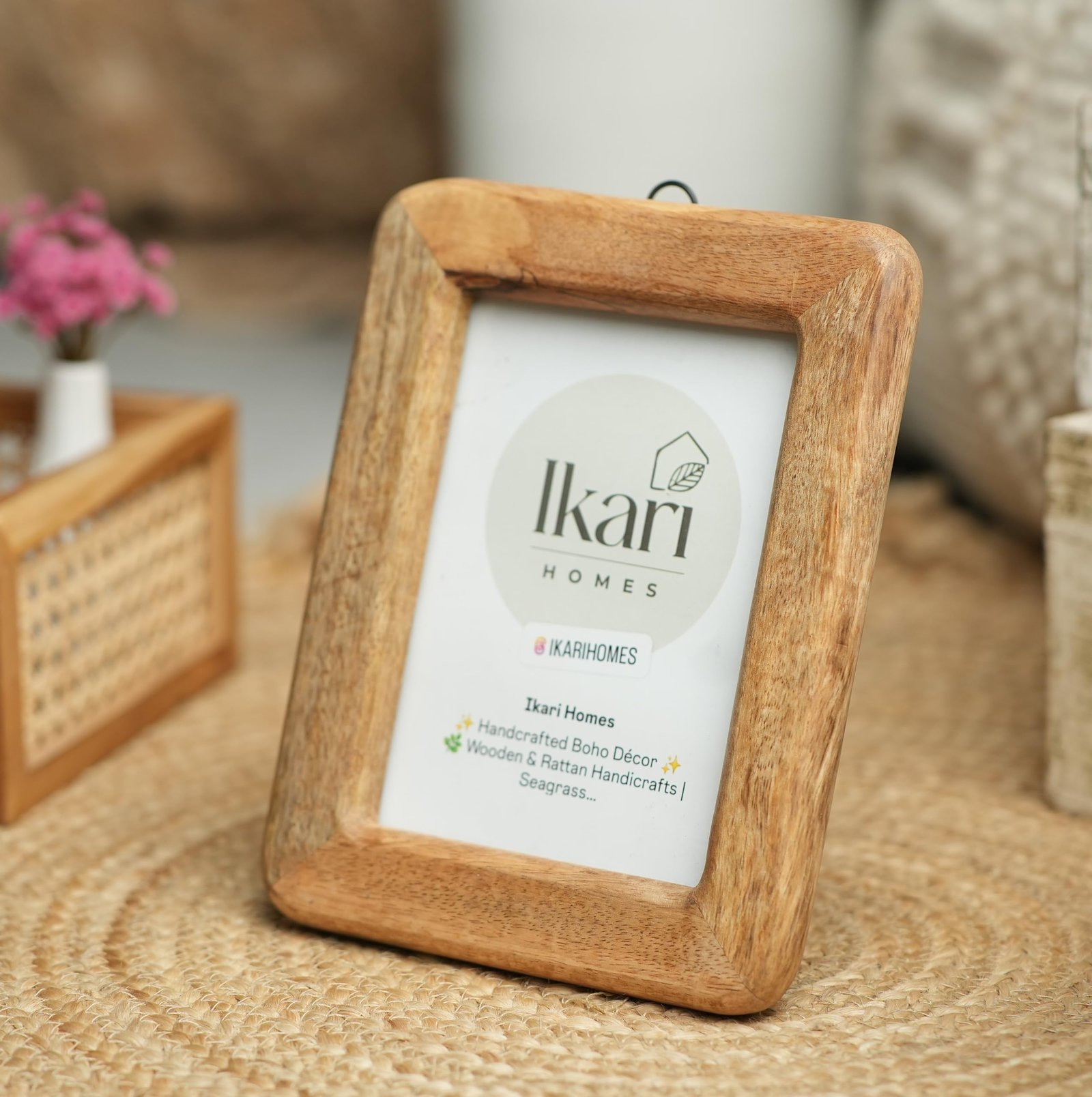 Ikari Homes Wooden Rectangular Photo Frame,Handcrafted Boho Design, Antique Finish,Set With High Definition Glass,Photo Frames For Table & Wall Mount,Home & Office Decor - 5 X 7 Inches - Image 5