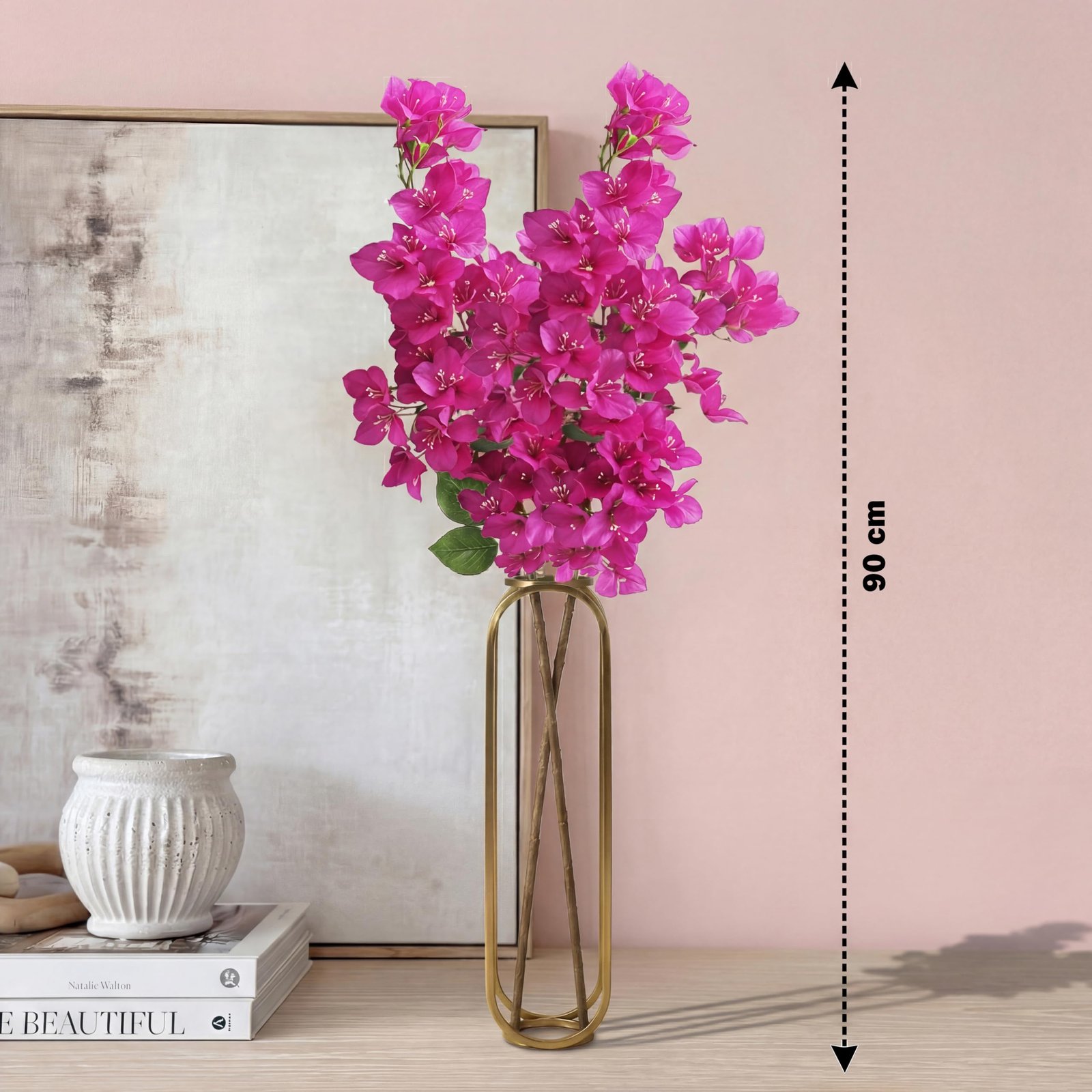 Decor & More 2 PCS Artificial Flowers Bunch – Realistic Silk Bougainvillea Long Stem Artificial Flower Bunch Without Pot | Artificial Flower for Decoration | (Without Pot) - Image 2