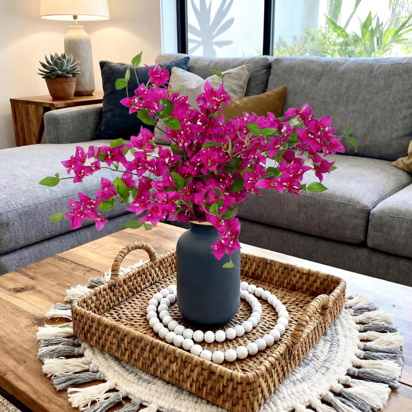 Decor & More 2 PCS Artificial Flowers Bunch – Realistic Silk Bougainvillea Long Stem Artificial Flower Bunch Without Pot | Artificial Flower for Decoration | (Without Pot) - Image 7